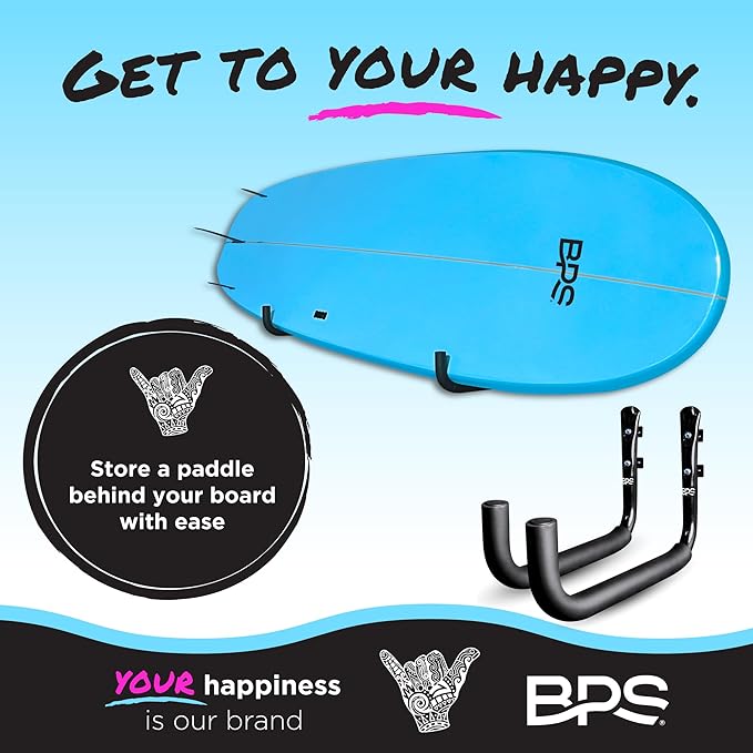 BPS Ultrastrong and Ultrapadded Steel Wall Rack for SUP Board with Marine Grade Stainless Steel Screws (SUP Board Rack)