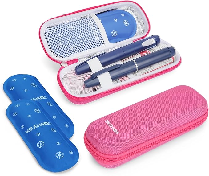YOUSHARES Insulin Cooler Travel Case TSA Approved - Portable Medication Cooler for Travel and Daily Life, Diabetic Travel Case with 2 Ice Packs