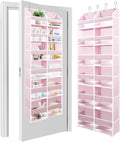 HOMELUX THEORY Over The Door Organizer Hanging - 50lbs Load 6 Large Front & 12 Side Pockets, 1 Pack Over The Door Shoe Organizer, Hanging Closet Organizer For Toys, Diaper, Sewing (XL, Baby Pink)