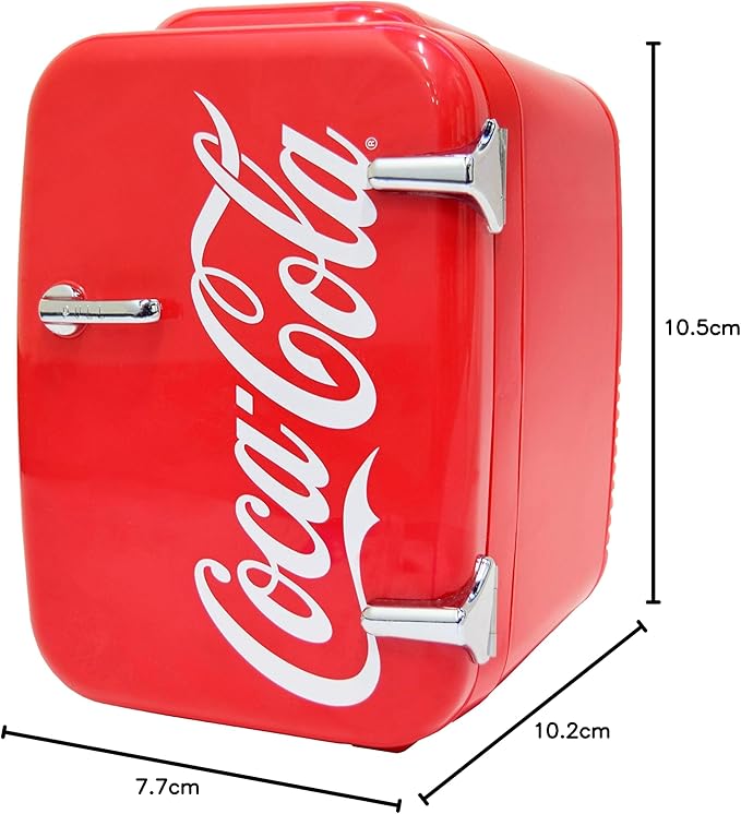 Cooluli Retro Coca-Cola Mini Fridge for Bedroom - Car, Office Desk & College Dorm Room - 4L/6 Can 12V Portable Cooler & Warmer for Food, Drinks & Skincare - AC/DC and Exclusive USB Option (Coke, Red)