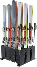 Ski Storage Rack for Garage, 12 Pair Heavy Duty Steel Freestanding Ski Storage Organizer, Indoor Ski Holder Racks for Home and Garage Storage