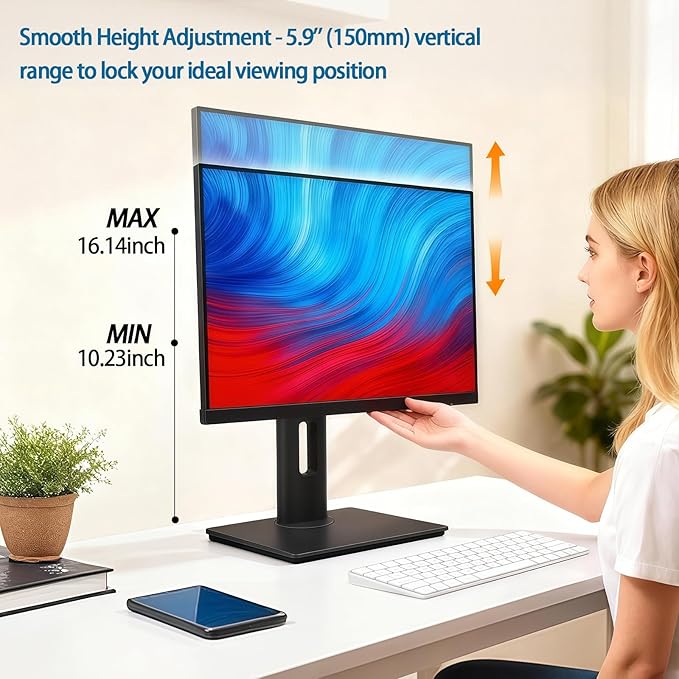 2026 Version Ergonomic VESA Monitor Stand, 150mm Spring Height adjustment,, Tool-Free Base, Swivel, Tilt & Rotation, for 26–32" Monitors, 7.28–8.82 lb, 100x100mm Vesa Mount (7.28～8.82LB)