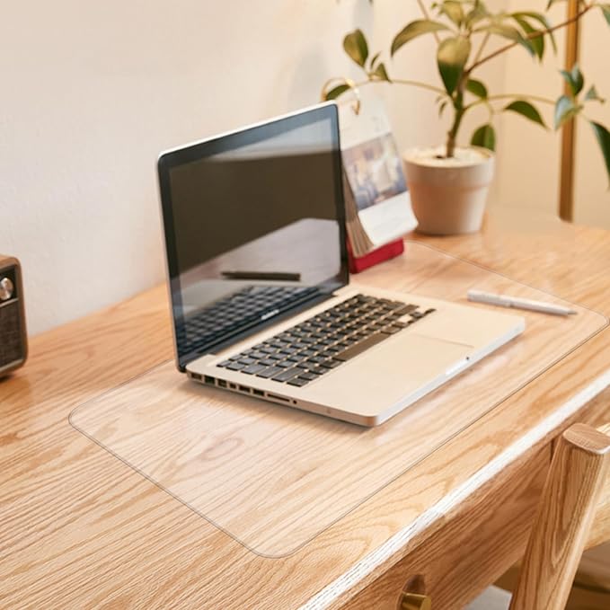 Clear Desk Mat, Non-Slip PVC Desk Protector Mat with Round Edge, Heat Resistant & Waterproof Clear Desk Writing Mat for Home and Office (27.6"*13.8")