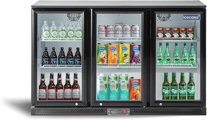 ICECASA 52.6" W Beverage Refrigerators 3 Glass Door Back Bar Refrigerator Commericial Undercounter cooler Wine Merchandiser 11.7 Cu.ft for Soda Beer