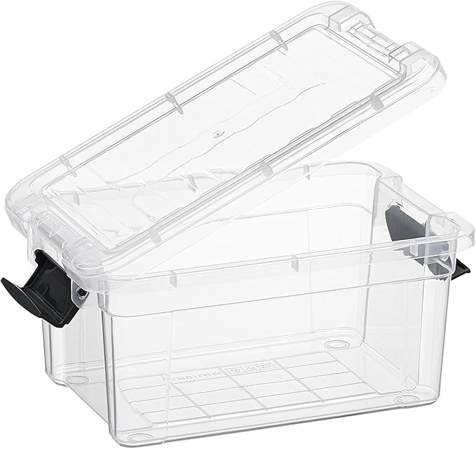Superio Storage Bins with Lids- 6 Pack, 1.85 Qt Clear Boxes for Organizing, Stackable Plastic Containers- BPA Free, Non-Toxic, Odor Free, Organizer for Home, Office, Dorm