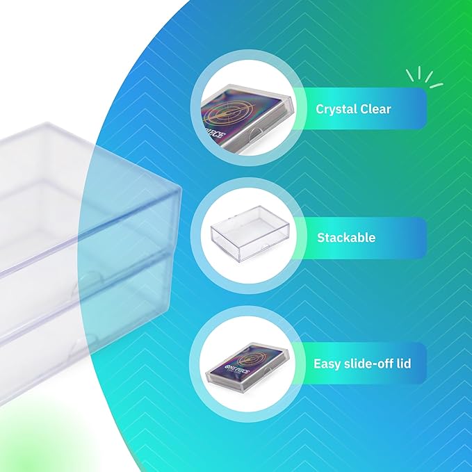 10 Pack Clear Acrylic Card Storage Boxes with Lids – 3 1/2" L x 2 1/2" W x 1" H Baseball Card Storage Box, Sports Card Boxes, Magic Card Storage Box and Playing Card Case – Made in USA
