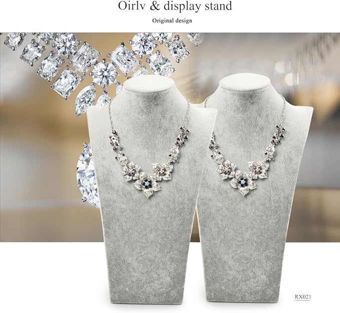 Oirlv Velvet 3-Dimensional Jewelry Stand Necklace Pendant Chain Jewelry Bust Display Holder (H13.39)