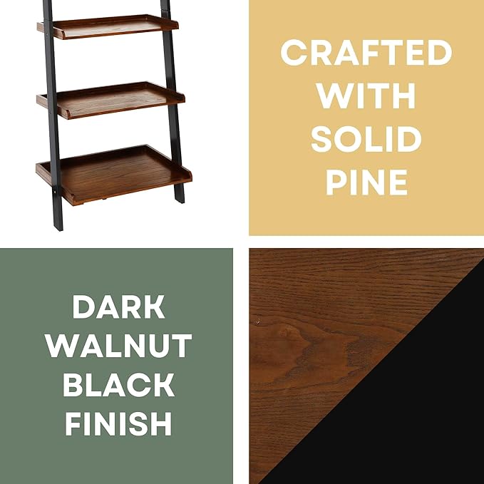 Convenience Concepts French Country Bookshelf Ladder, Dark Walnut / Black