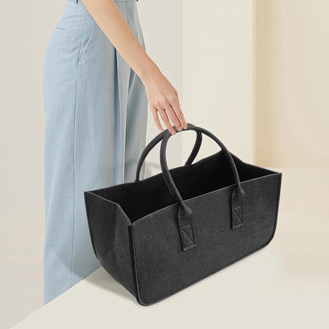 Felt Storage Bins 2Pcs 20x10x10 Inch Large Capacity Felt Basket with Handle Multi-Purpose Bag for Grocery, Shopping Basket