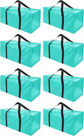 8 Pack Extra Large Moving Bags with Zippers & Carrying Handles, Heavy-Duty Storage Tote for Space Saving Moving Storage, Fold Flat, Alternative to Box and Bin,Aquamarine