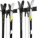 WALMANN Wall Mounted Ski Rack, Garage Ski Storage for 4 Pairs of Skis Mount Hanger Home Shed and Garage Snowboard Wall Rack Holds Up to 200 lbs