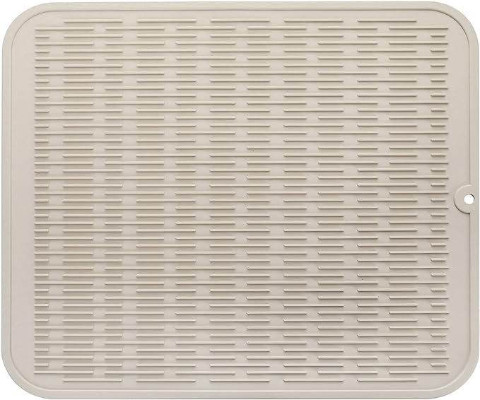 Silicone Dish Drying Mat for Multiple Usage,Easy clean,Eco-friendly,Heat-resistant Silicone Mat for Kitchen Counter or Sink,Refrigerator or Drawer Liner Tapioca 2XL 24 inches x 18 inches