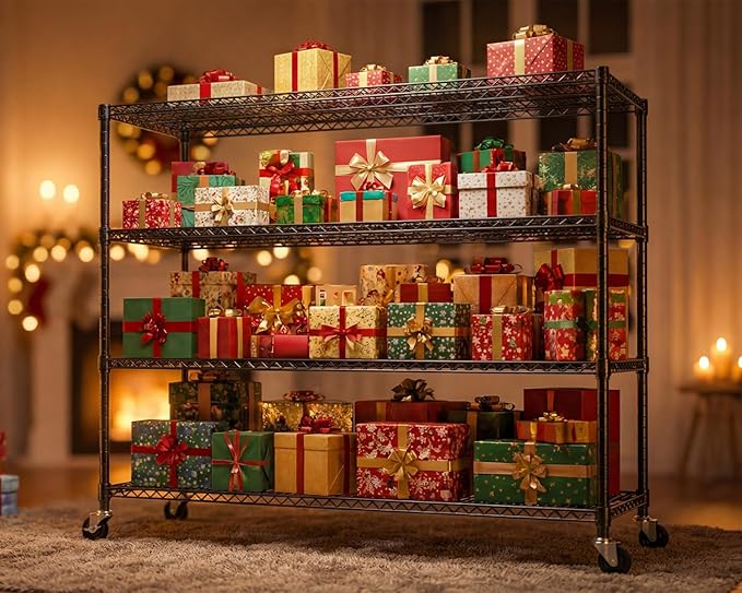 PrimeZone 48" W x 24" D x 81" H Heavy Duty Wire Storage Shelves with Wheels, 5 Tier Adjustable NSF Certified Garage Shelving Unit, Rolling Metal Organizer Shelf Utility Rack for Warehouse, Pantry