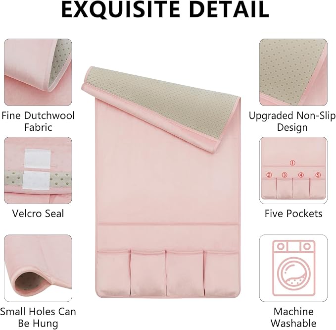 Remote Control Holder for Armchair，Couch Caddy Organizer TV Remote Holder for Bed Storage 5 Pockets，Remote Caddy Bedside Organizer Bedside Table Organizer (Pink, 35''x18'')