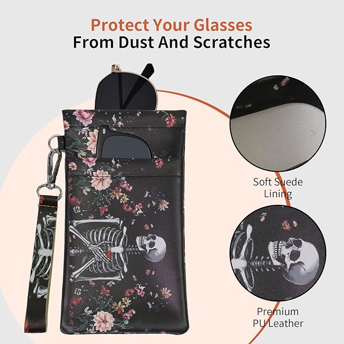 Double Eyeglass Case Soft Dual Glasses Case for Women Men Travel Squeeze Top Sunglasses Cases Eyeglasses Pouch
