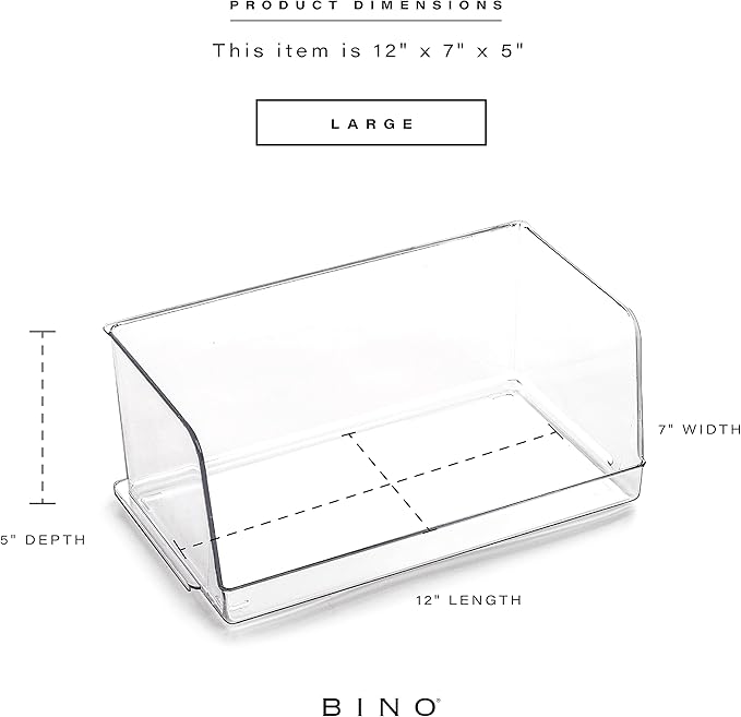 BINO | Stackable Plastic Storage Bins, Large - 12 Pack | THE MYRIAD COLLECTION | Multi-Use Organizer Bins | BPA-Free | Pantry Organization | Home Organization | Fridge and Freezer Organizer