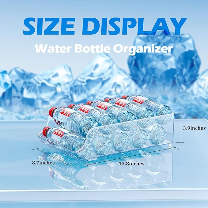 Water Bottle Soda Drink for Fridge,Refrigerator Pantry Clear Box Organizer Storge (2 PACK)