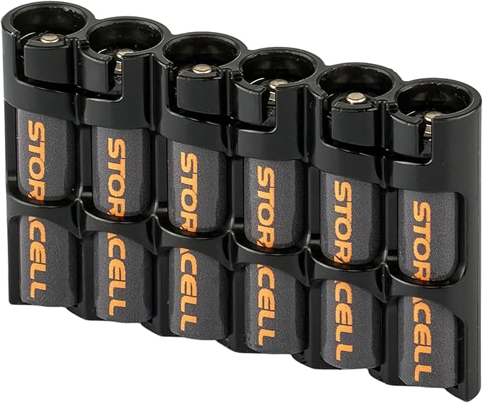 AAA Battery Storage Caddy by Storacell, Black, Holds 6 Batteries (Not included)