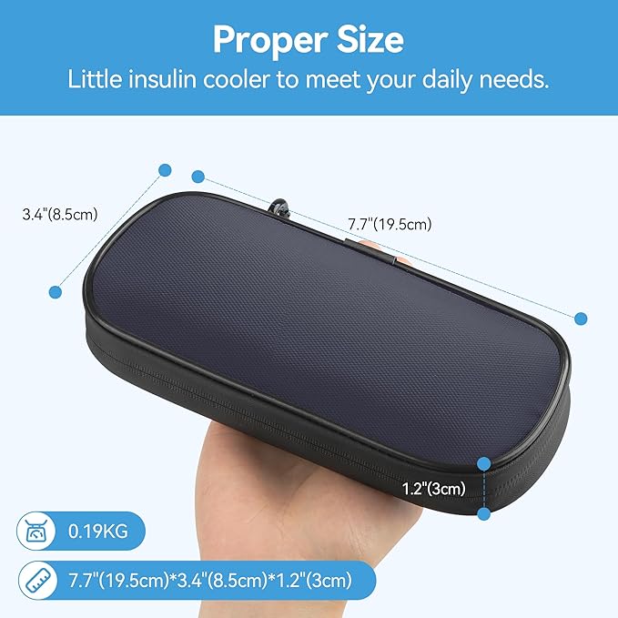 Insulin Travel Case Diabetic with 2 Reusable Ice Packs for Insulin Pen and Other Diabetic Supplies, Insulin Cooler Travel Case for The Daily Life and Trip, Dark Blue with Gray