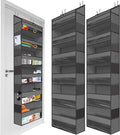 HOMELUX THEORY Over The Door Organizer Hanging - 50lbs Load 6 Large Front & 12 Side Pockets, 2 Pack Over The Door Shoe Organizer, Hanging Closet Organizer For Toys, Diaper, Purse, Sewing (Dark Gray)