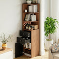 IRONCK Corner Bookshelf and Bookcase, 71" H Wooden Book Shelves 3 Tier with Drawers and Storage Cabinet for Living Room, Office, Bedroom, Brown and Black