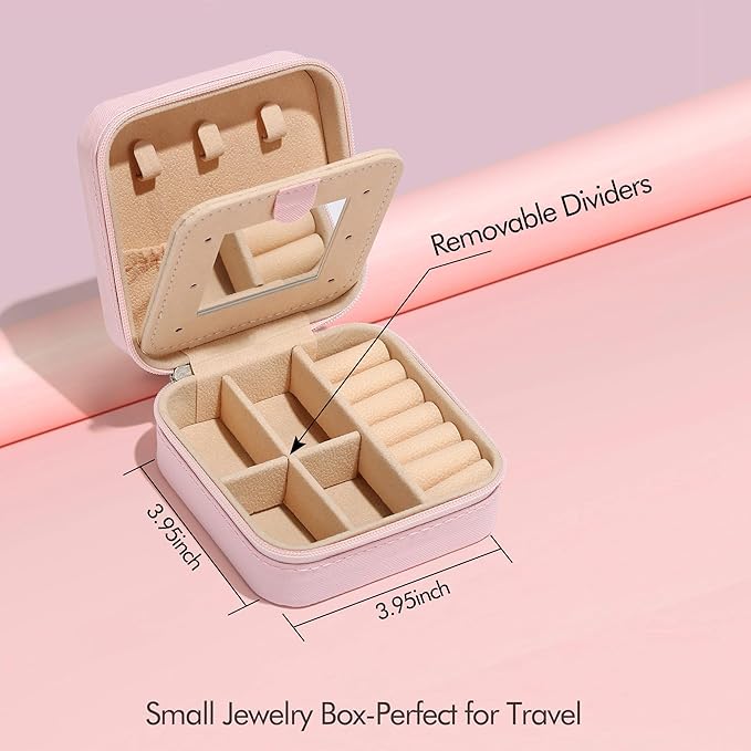 Parima Travel Jewelry Box for Girls Women, Jewelry Organizer Box | Personalized Jewelry Boxes for Women Girls Jewelry Box | Necklace Earrings Ring Box | Travel Jewelry Organizer Box, Pink