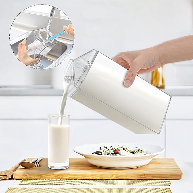 64 Oz Large Clear Milk Carton Container Plastic Square Milk Water Bottle Milk Container for Refrigerator for Outdoor Climbing Tour or Camping (3 Pcs)