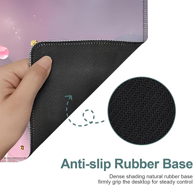 Pink Gaming Mouse Pad 35.4"x15.7"Desk Mat Anti-Slip Rubber Base & Durable Stitched Edges for Gamers Smooth Mouse Writing Surface for Desk Office/Home