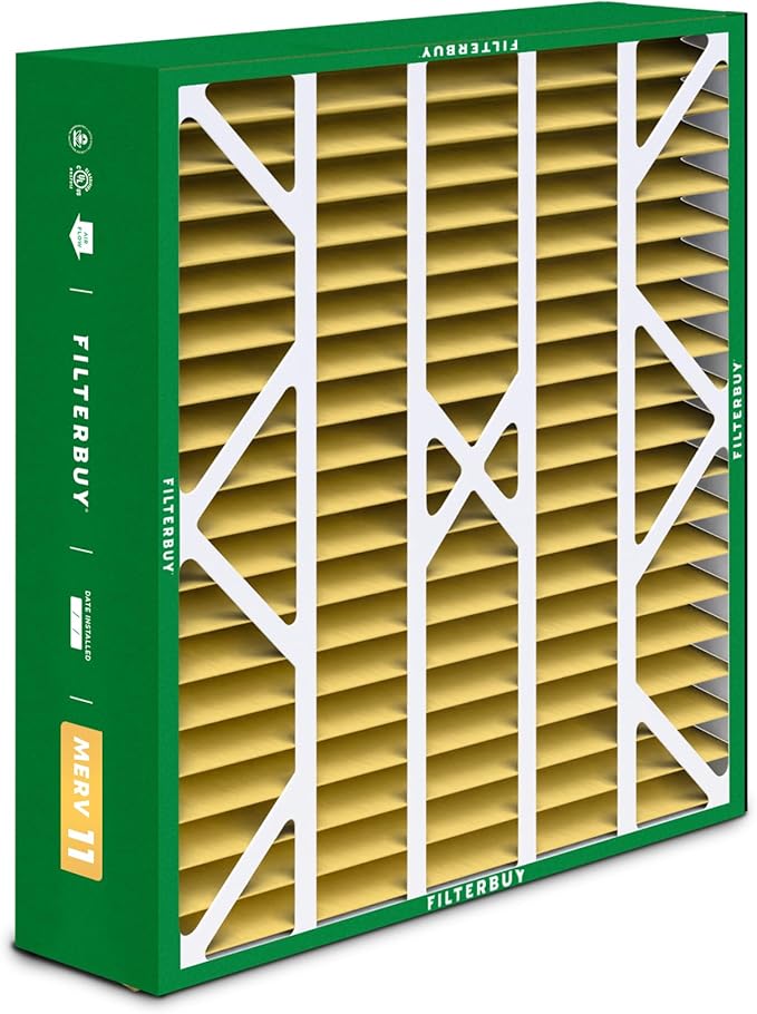 Filterbuy 20x25x6 Air Filter MERV 11 Superior Pet & Allergy Defense (4-Pack), Pleated HVAC AC Furnace Filters for AprilAire Space-Gard 201, 2200, 2250, & Lennox (Actual Size: 19.75 x 24.25 x 6.00)