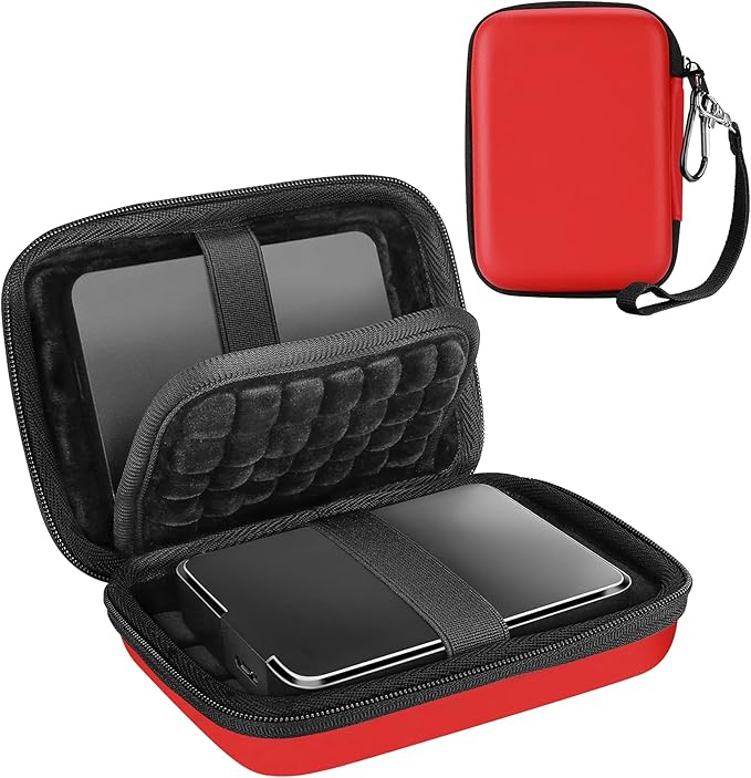 ProCase Hard Drive Case 2.5 Inch for Elements WD My Passport Canvio Basics Seagate Backup Plus Slim Expansion 1TB 2TB 3TB 4TB, Portable External Hard Drive Carrying Case -Red