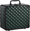 Makeup Box with Magnetic Lighted Up Mirror Makeup Organizer Box Travel Cosmetic Case Portable Vanity with 3 Colors LED MirrorMake up Suitcase with Lockable Keys Dividers Brush Holder Dark Green