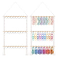 SNOWSTAR Macrame Hair Claw Clip Organizer with 30 Metal Rings,Hanging Hair Clip Holder and Storage for Women Girls,Claw Clips Hanger Home Decor for Wall,Door,Closet