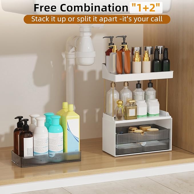 Strong 3 Drawers Bathroom Counter Organizer, 5 Tier Makeup Organizer, Versatile Perfume Organizer, Ideal for Bathroom Storage, Vanity, Large Skincare, Perfume, Present, Grey