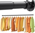 Closet Rods for Hanging Clothes, 17-98 Inch No-Cut Stepless Adjustable Closet Rod, 1.3 Inch Heavy Duty Metal Closet Hanging Rod with Brackets, Black Closet Bar for Closet, Laundry Room, RV, Wardrobes