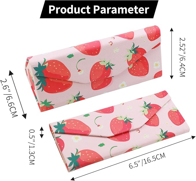Foldable Glasses Case, Magnetic PU Leahter Sunglasses Case, Cute Hard Shell Folding Eyeglass Cases for Women Kids