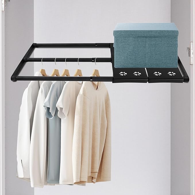 Expandable Closet Shelf, 16-24 Inches Metal Closet Rod Organizers and Storage Shelves Space Saving DIY Divider Separator for Cabinet Wardrobe
