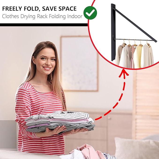 Retractable Clothes Drying Rack,Space Saver Wall Mounted Folding Hanger for Laundry Room, Closet Storage Organization, Easy Installation Aluminium Never Rust Dryer 1pcs