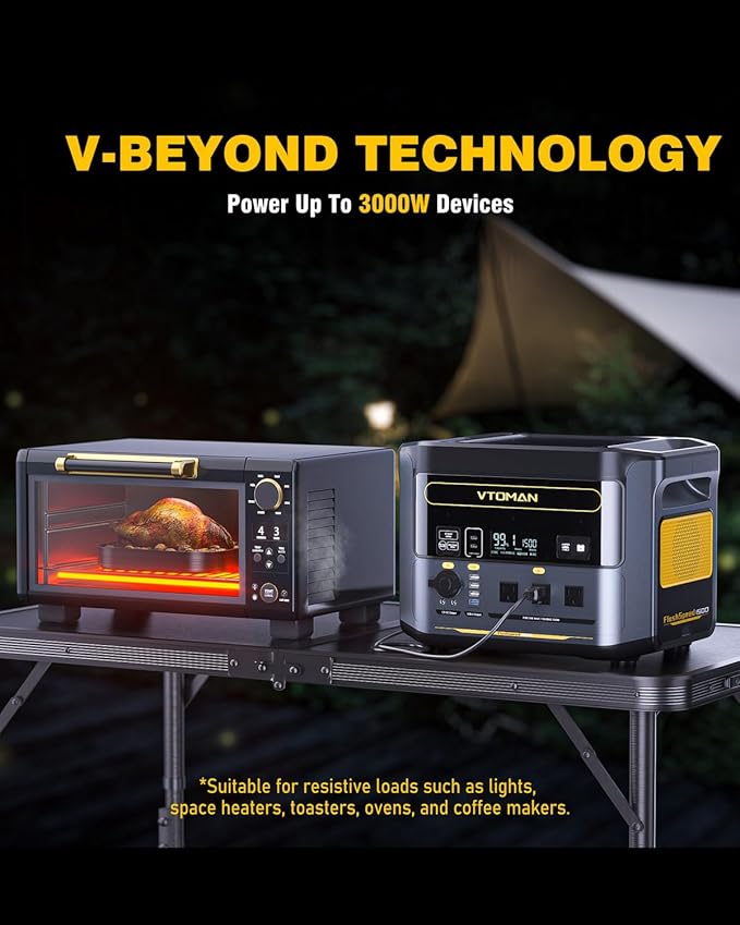 VTOMAN FlashSpeed 1500 Portable Power Station with Jumper Cables, 1548Wh LiFePO4 Solar Generator & Car Jump Starter, Recharge 0-100% in 1H, 1500W AC Output/Input, for Outdoor, Home, Roadside Rescue