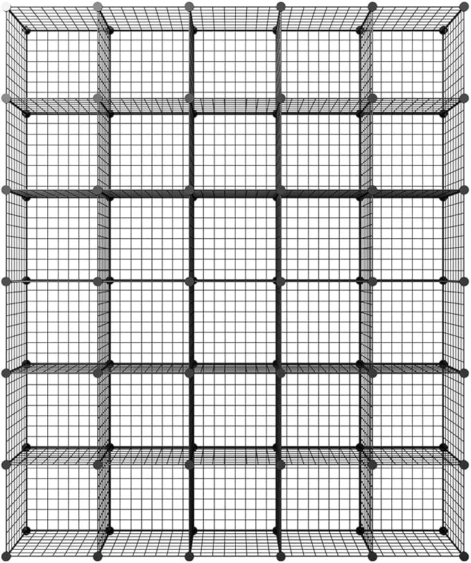 Metal Grid 14"x14" Wire Cube Storage - 30 - Cube Modular Shelving Unit, Stackable Bookcase for Office, Bedroom & Living Room