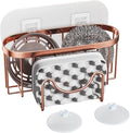 HapiRm Multifunctional Sink Sponge Holder with Unique M-Shaped, 2 Installation Ways Kitchen Sink Caddy, Stainless Steel Kitchen Organizer for Sponge, Brush and Scraper - Rose Gold