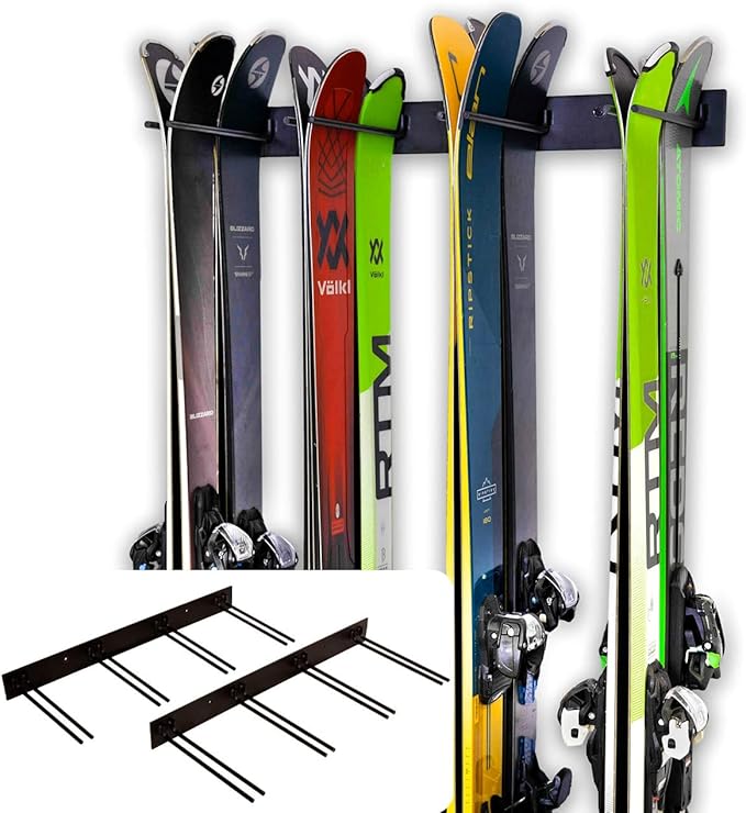 StoreYourBoard Ski Rack Wall Mount – Heavy-Duty Steel Ski Wall Mount Holds Up to 16 Pairs of Skis, Space-Saving Ski Rack for Garage, Home, or Cabin – Durable Wall Storage Organizer - Holds Up to 200lb