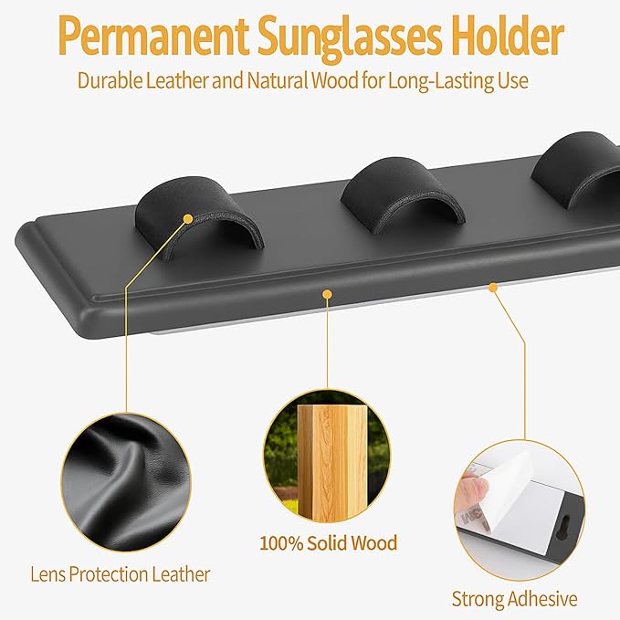 2 Pack Wooden Sunglasses Organizer Wall Mounted - Rustic Sunglass Holder for RV, Garage Door, Office & Home Decor - Glasses Storage Display Rack Gift for Women, Husband, Sunglass Lovers