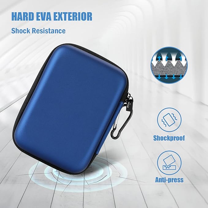 ProCase Hard Drive Case 2.5 Inch for Elements WD My Passport Canvio Basics Seagate Backup Plus Slim Expansion 1TB 2TB 3TB 4TB, Portable External Hard Drive Carrying Case -Navy