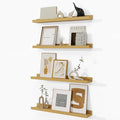 Fun Memories Picture Ledge Shelf, Floating Shelves Set of 4, 24 Inch Picture Shelves for Wall with Ledge, Large Nursery Book Shelf for Toys Storage, Living Room, Bedroom Decor Frames, Oak
