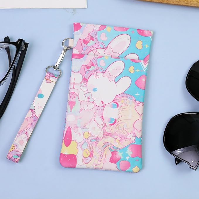 Double Eyeglass Case Soft Dual Glasses Case for Women Men Travel Squeeze Top Sunglasses Cases Eyeglasses Pouch