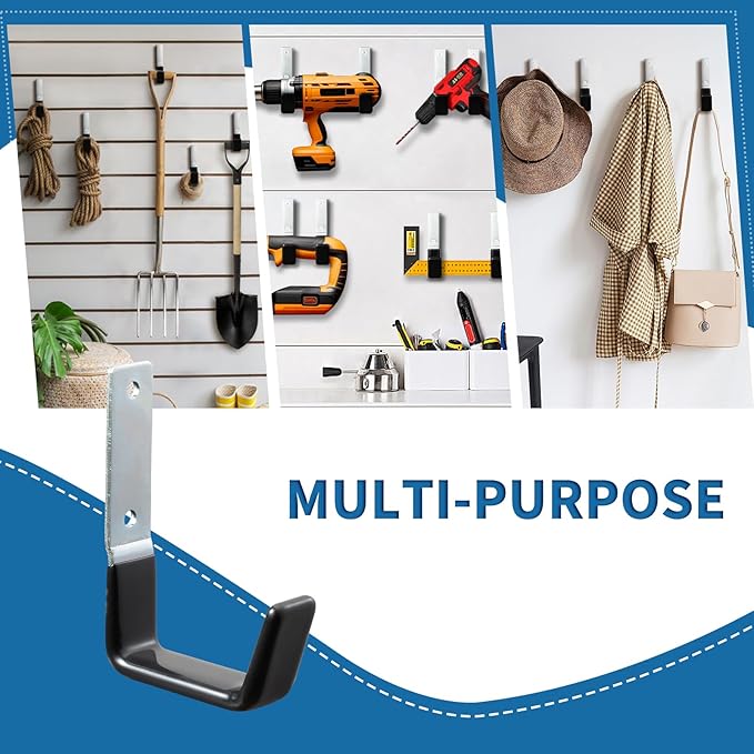 Heavy Duty Steel Garage Hooks,Garage Storage Utility Hooks,Anti-Slip Hanger, Tool Organizer,Steel Wall Mount Organizer, Garden Hose Hanger (Small-2PC)