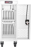 16 Devices Mobile Charging Cart for Laptop Up to 16.3-inch Screen,Charging Station and Tablet Storage Cart for iPad, Chromebooks with Cord Organizer, White