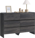 AMERLIFE 6 Drawer Dresser for Bedroom, 49" Long Modern Chest of Storage Drawers with Rounded Corners, Anti-Tip Kit, Wood Cabinet Organizer for Closet, Apartment, Nursery, Easy Assembly, Black