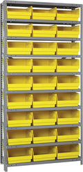 Quantum Storage Systems 1875-210YL Store More Steel Shelving Unit with 6" Shelf Bins, 18" D x 36" W x 75" H, Yellow