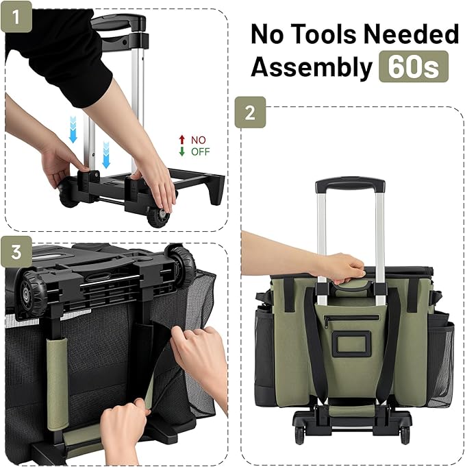 Large Cleaning Caddy for Cleaning Supplies Organizer, Rolling Cleaning Caddy Bags with Wheels for Housekeepers, Cleaning Carts on Wheels for Home Car Office Picnic